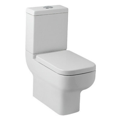 Options 600 Close Coupled WC Toilet Cistern, Pan & Soft Close Seat White Square