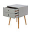 Options Grey scandia, 2 drawer & wood legs bedside cabinet