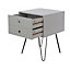 Options Grey Telford, 2 drawer bedside cabinet with metal hair pin legs