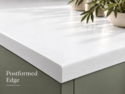 Options Plus Pure White Postformed Laminate Kitchen Worktop - 3000mm x ...