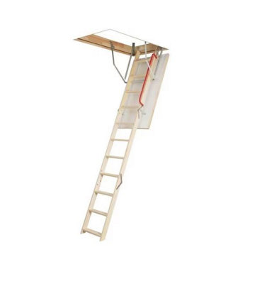 Optistep Wooden 3 Section Timber Folding Loft Ladder Attic Stairs. Frame Size W60cm x L120cm Height up to 280cm & Insulated Hatch