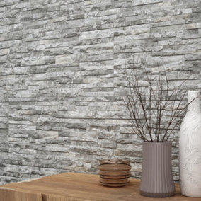 Oracle Grey Split Faced Stone Effect Porcelain Tile - Pack of 160, 45m² - (L)890x(W)320