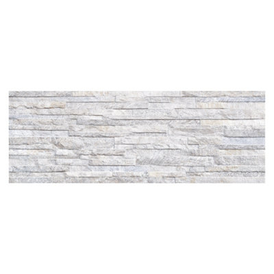 Oracle White Split Faced Stone Effect Porcelain Tile - Pack of 160, 45m² - (L)890x(W)320