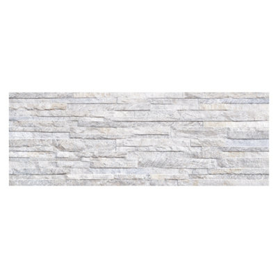 Oracle White Split Faced Stone Effect Porcelain Tile Pack of 4 Tiles 1.14m² (L)890mm (W)320mm
