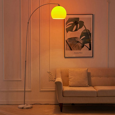Orange Glass Shade Floor Lamp - Classical Decorative Standing Lamp With