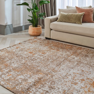 Orange Abstract Outdoor Rug, Abstract Stain-Resistant Rug For Decks ...