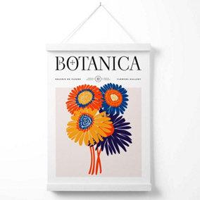 Orange and Blue Gerbera Daisies Flower Market Exhibition Poster with Hanger / 33cm / White