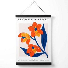 Orange and Blue Wildflower Flower Market Exhibition Medium Poster with Black Hanger