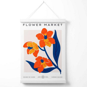 Orange and Blue Wildflower Flower Market Exhibition Poster with Hanger / 33cm / White