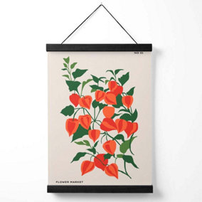Orange and Green Climbing Plant Flower Market Minimalist Medium Poster with Black Hanger
