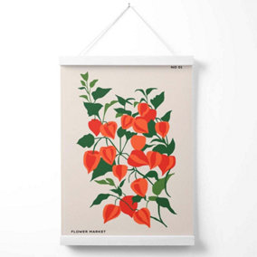 Orange and Green Climbing Plant Flower Market Minimalist Poster with Hanger / 33cm / White