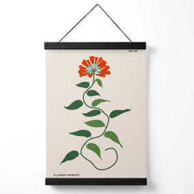 Orange and Green Floral Flower Market Minimalist Medium Poster with Black Hanger
