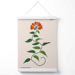 Orange and Green Floral Flower Market Minimalist Poster with Hanger / 33cm / White