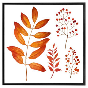Orange autumn leaves (Picutre Frame) / 30x30" / Grey
