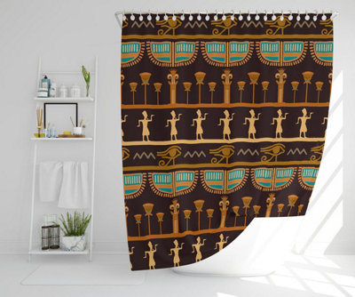 Orange & Black Hieroglyphs (Shower Curtain) / Default Title