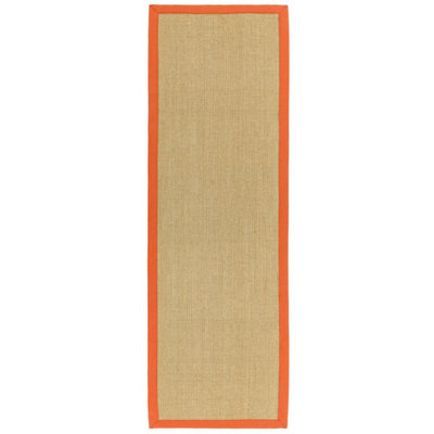 Orange Bordered Plain Modern Easy to clean Rug for Dining Room Bed Room and Living Room-68 X 240cmcm (Runner)