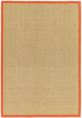 Orange Bordered Plain Modern Easy to clean Rug for Dining Room Bed Room and Living Room-68 X 300cmcm (Runner)