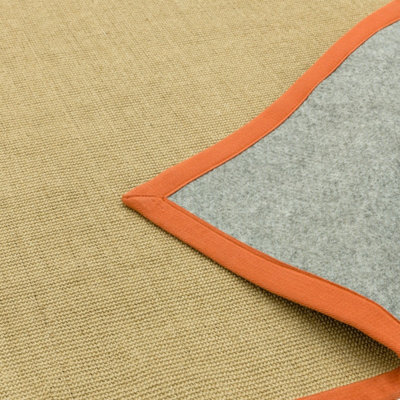 Orange Bordered Plain Modern Easy to clean Rug for Dining Room Bed Room ...