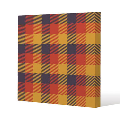 Orange Check Pattern (Canvas Print) / 127 x 127 x 4cm