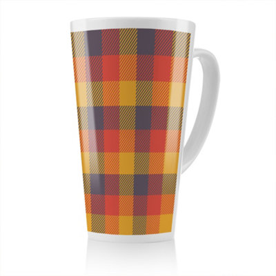 Orange Check Pattern Latte Mug, Stunning Designer mug fit for any home ...