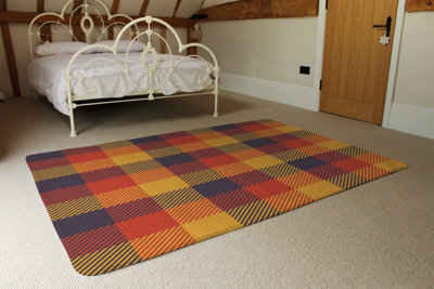 Orange Check Pattern Special Soft Home Rug