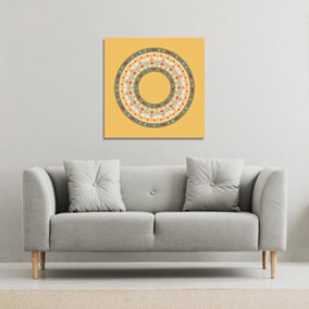 Orange Circle Ornament. Round Frame (Canvas Print) / 101 x 101 x 4cm