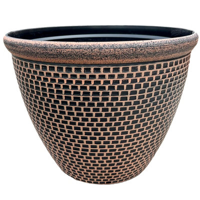 Orange Cromarty Plant Pot Large 36cm Plastic Round Flower Garden Patio Planter