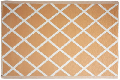 Orange Diamond Squares Outdoor Rug Camping Floor Mat Picnic Blanket 90 x 180cm