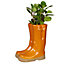 Orange Double Wellington Boots Large Outdoor Planter Ceramic Flower Pot Garden Planter Pot Gift for Gardeners