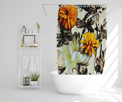 Orange Flower Print (Shower Curtain) / Default Title Price Comparisons | Compare The Build