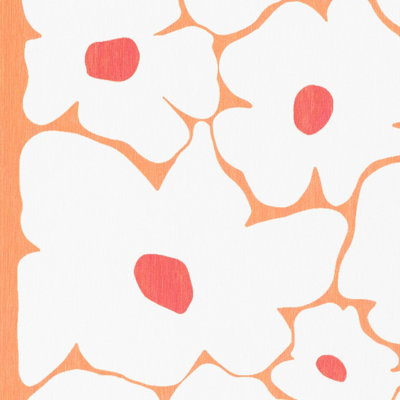 Orange Flowers White Stone Non Slip Bath Mat - 3