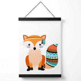 Orange Fox Tribal Animal Medium Poster with Black Hanger