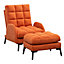 Orange Frosted Fleece Recliner Armchair Reclining Chair Lounge Chair Sofa Chair with Thickened Footstool