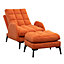 Orange Frosted Fleece Recliner Armchair Reclining Chair Lounge Chair Sofa Chair with Thickened Footstool