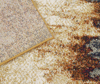 Orange Funky Modern Easy to Clean Abstract Rug For Dining Room-120cm X 170cm