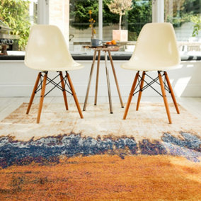 Orange Funky Modern Easy to Clean Abstract Rug For Dining Room-160cm X 230cm