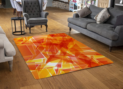 Orange Geometric Special Soft Home Rug