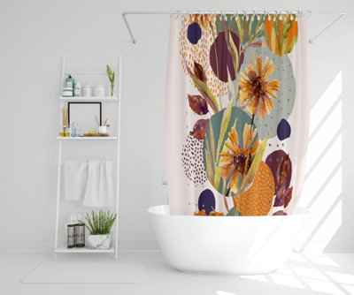Orange Geometric With Flowers (Shower Curtain) / Default Title Price Comparisons | Compare The Build