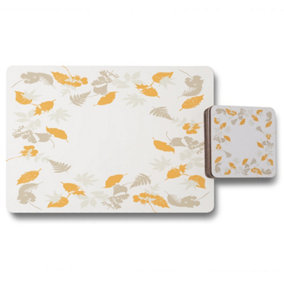 Orange & Grey Autumn Leaves (Placemat & Coaster Set) / Default Title