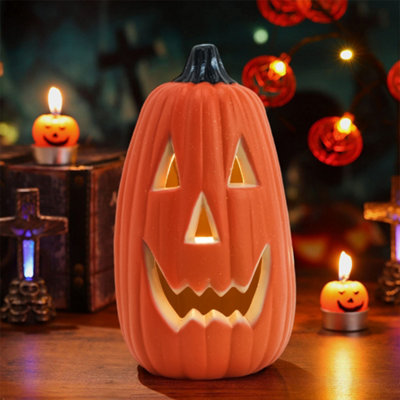 Orange Halloween LED Pumpkin Lantern Battery Operated 12 Inch