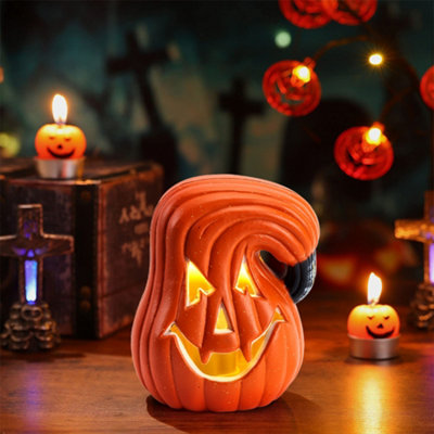 Orange Halloween LED Pumpkin Lantern Battery Operated 5.5 Inch