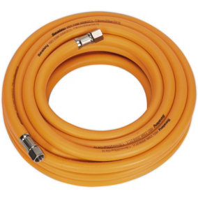 Orange High-Vis Hybrid Air Hose with 1/4 Inch BSP Unions - 10 Metres - 8mm Bore