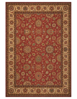 Orange Luxurious Traditional Wool Floral Bordered Rug for Bedroom & Living Room-229cm X 290cm