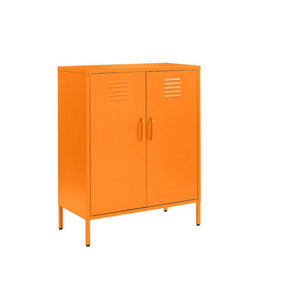 Orange Metal 2 Door Sideboard, Drink Cabinets, Industrial Storage Cabinet for Home  or Office