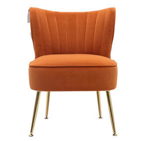 Orange Modern Armless Wingback Accent Chair with Gold Legs