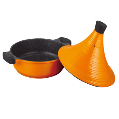 Orange Moroccan Tagine Pot Non Stick Aluminium Induction Casserole Baking Cooking Pan Cookware