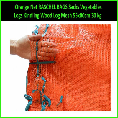Orange Net Raschel Bag Sacks Vegetables Logs Kindling Wood Log Mesh ...