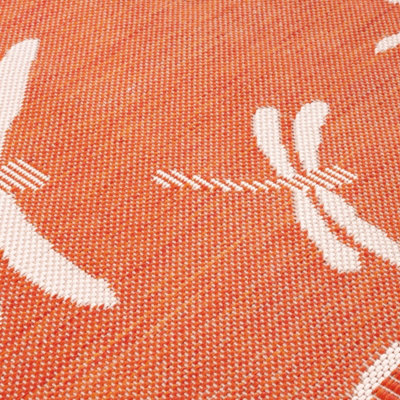 Orange Outdoor Rug, Animal Bordered Stain-Resistant Rug For Patio Decks Balcony, Modern Outdoor Area Rug-120cm X 170cm