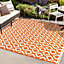 Orange Outdoor Rug, Geometric Stain-Resistant Rug For Patio Decks Garden Balcony, Modern Outdoor Area Rug- 150cm X 230cm