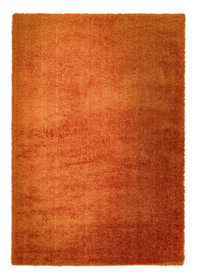 Orange Plain Luxurious Modern Shaggy Easy to Clean for Bedroom Dining ...